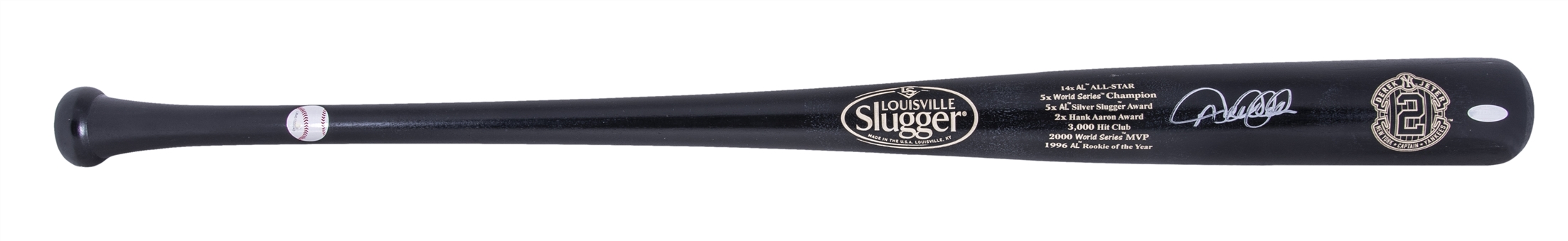 Derek Jeter Signed Louisville Slugger Engraved Stat Bat (MLB Authenticated & Steiner)